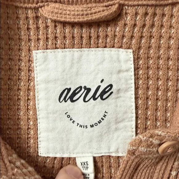 Aerie LumberJane Waffle Shirt in the color toasty - Picture 3 of 10